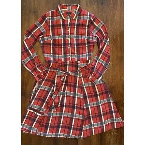 Banana Republic Women's Dress Size 4 Red Plaid LS Lined Work Wear Casual
